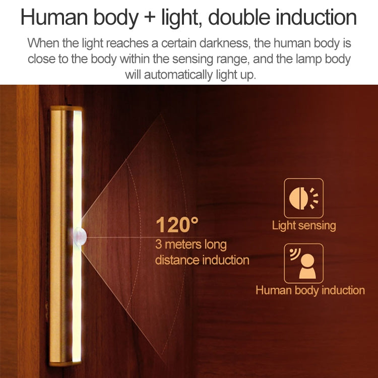2.8W 30 LEDs Warm White Wide Screen Intelligent Human Body Sensor Light LED Corridor Cabinet Light, USB Charging Version - Sensor LED Lights by buy2fix | Online Shopping UK | buy2fix
