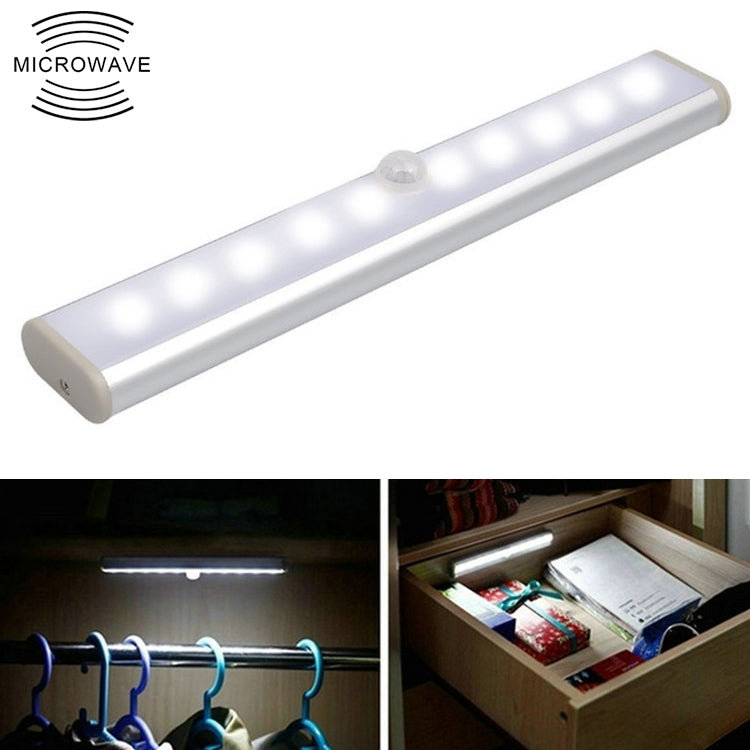 2W 10 LEDs White Light Wide Screen Intelligent Human Body Sensor Light LED Corridor Cabinet Light, Battery Version - Sensor LED Lights by buy2fix | Online Shopping UK | buy2fix