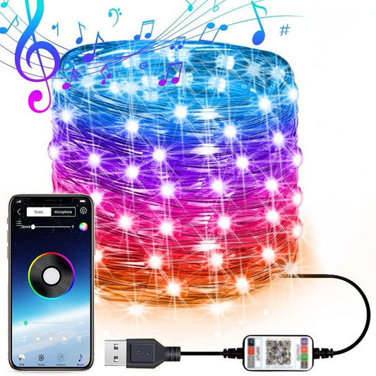 Christmas Decoration RGB Copper Wire String Light Bluetooth Mobile APP Control, Length: 10m 100 LEDs - Bare Board Light by buy2fix | Online Shopping UK | buy2fix