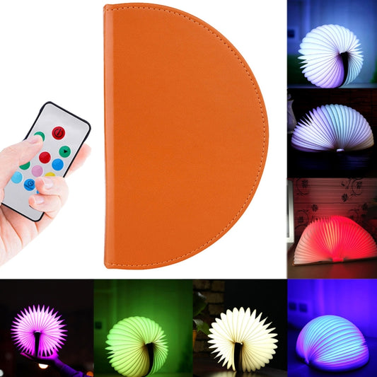 Foldable Pages Colorful Dimming Book Shape LED Light , Creative Portable USB Charging Semicircle Night Light with Remote Control(Brown) - Night Lights by buy2fix | Online Shopping UK | buy2fix