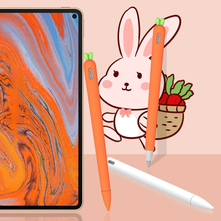 Cute Carrot Liquid Silicone Protective Cover with Pen Cap & Nib Cover for Huawei M-Pencil(White) - Pencil Accessories by buy2fix | Online Shopping UK | buy2fix