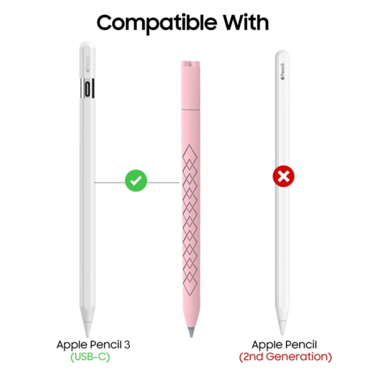 For Apple Pencil (USB-C) Diamond Pattern Silicone Stylus Pen Protective Case (White) - Pencil Accessories by buy2fix | Online Shopping UK | buy2fix