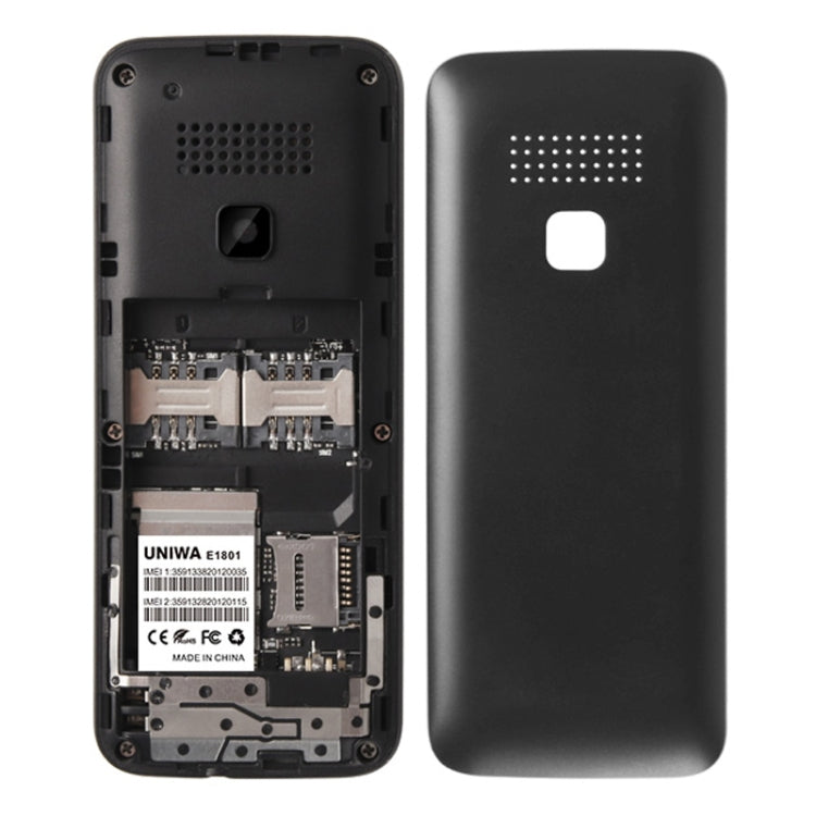UNIWA E1801 Mobile Phone, 1.77 inch, 800mAh Battery, 21 Keys, Support Bluetooth, FM, MP3, MP4, GSM, Dual SIM(Black) - UNIWA by UNIWA | Online Shopping UK | buy2fix