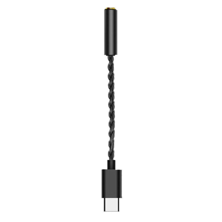 TA12-R USB-C / Type-C Male to 3.5mm Audio Female Single Crystal Copper Braid Earphone Adapter (Black) - Type-C Adapter by buy2fix | Online Shopping UK | buy2fix