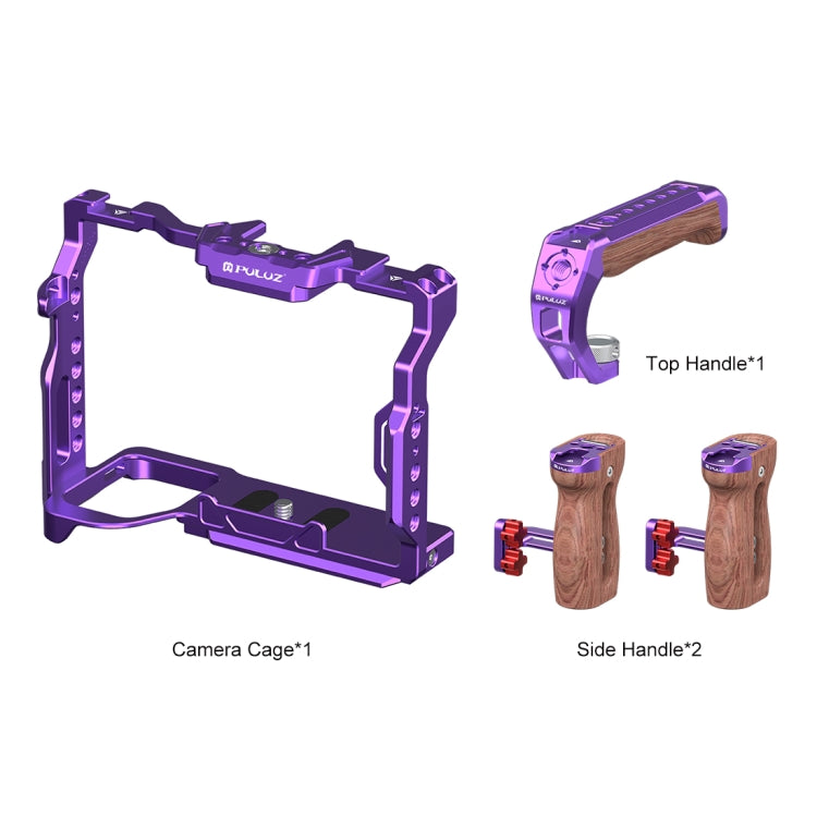 For Sony A7R5 / A7M4 PULUZ Metal Camera Cage Stabilizer Rig with Handle (Purple) - Camera Cage by PULUZ | Online Shopping UK | buy2fix