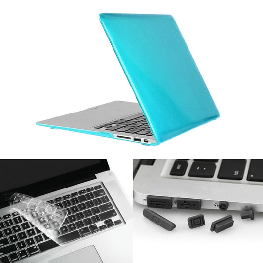 ENKAY for Macbook Air 11.6 inch (US Version) / A1370 / A1465 Hat-Prince 3 in 1 Crystal Hard Shell Plastic Protective Case with Keyboard Guard & Port Dust Plug(Blue) - MacBook Air Cases by ENKAY | Online Shopping UK | buy2fix