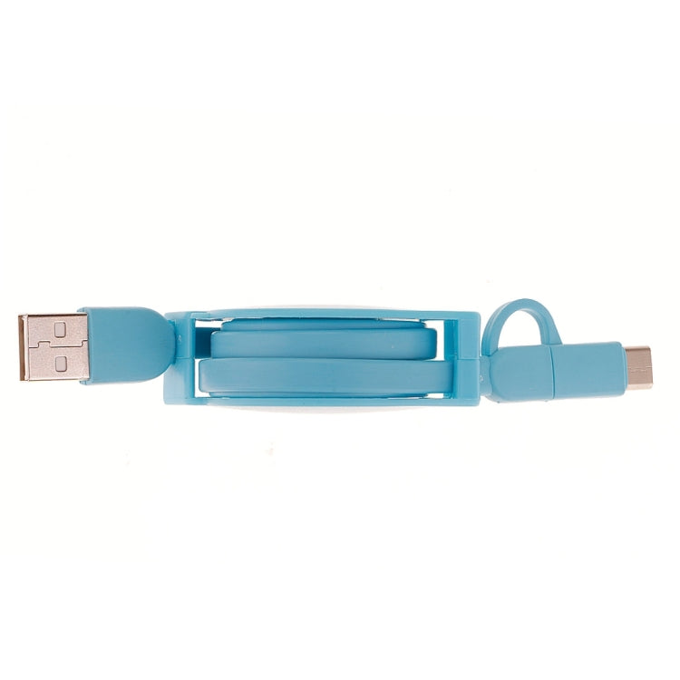 1m 2A Two in One Retractable Micro USB to Type-C Data Sync Charging Cable, For Galaxy, Huawei, Xiaomi, LG, HTC and Other Smart Phones, Rechargeable Devices(Blue) - Multifunctional Cable by buy2fix | Online Shopping UK | buy2fix