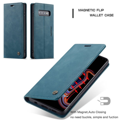 CaseMe-013 Multifunctional Retro Frosted Horizontal Flip Leather Case for Galaxy S10 Plus, with Card Slot & Holder & Wallet (Blue) - Galaxy Phone Cases by CaseMe | Online Shopping UK | buy2fix