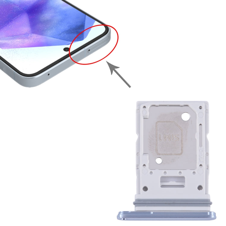 For Samsung Galaxy A55 SM-A556B Original SIM Card Tray + SIM / Micro SD Card Tray (Blue) - Card Socket by buy2fix | Online Shopping UK | buy2fix