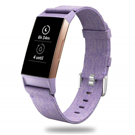 For Fitbit Charge 3 Watch Nylon Canvas Strap Plastic Connector Length: 21cm(Lavender) - Watch Bands by buy2fix | Online Shopping UK | buy2fix