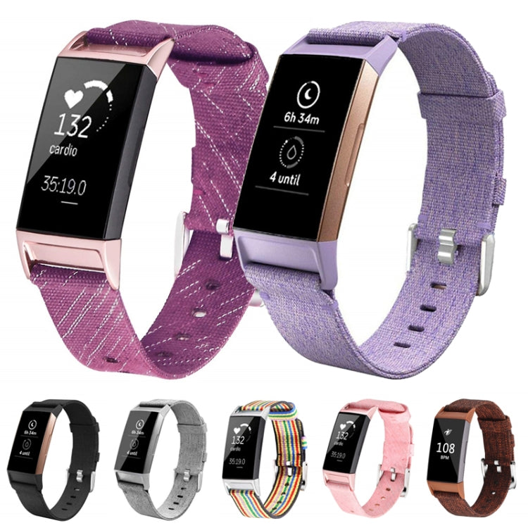 For Fitbit Charge 3 Watch Nylon Canvas Strap Plastic Connector Length: 21cm(Iridescence) - Watch Bands by buy2fix | Online Shopping UK | buy2fix