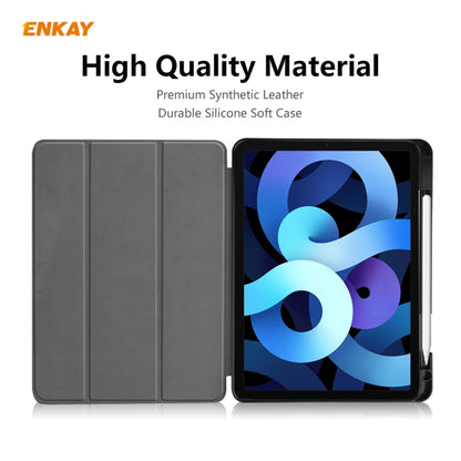 For iPad Air 11 2024 / Pro 11 2018 / Air 10.9 2022 ENKAY TPU Leather Smart Tablet Case with Pen Slot(Blackish Green) - iPad Air (2022) / (2020) 10.9 Cases by ENKAY | Online Shopping UK | buy2fix