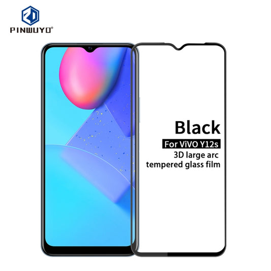 For vivo Y12s PINWUYO 9H 3D Curved Full Screen Explosion-proof Tempered Glass Film(Black) - vivo Tempered Glass by PINWUYO | Online Shopping UK | buy2fix