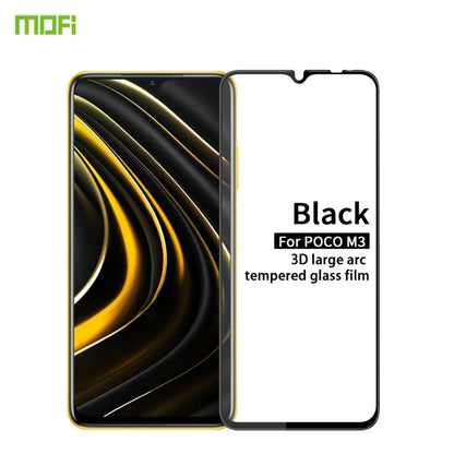 For Xiaomi Poco M3 MOFI 9H 3D Explosion-proof Curved Screen Tempered Glass Film(Black) -  by MOFI | Online Shopping UK | buy2fix