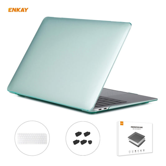 ENKAY 3 in 1 Crystal Laptop Protective Case + US Version TPU Keyboard Film + Anti-dust Plugs Set for MacBook Air 13.3 inch A1932 (2018)(Green) - MacBook Air Cases by WIWU | Online Shopping UK | buy2fix