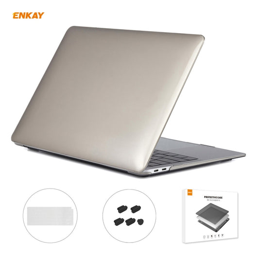 For MacBook Air 13.3 inch A2179 & A2337 2020 ENKAY 3 in 1 Crystal Laptop Protective Case + EU Version TPU Keyboard Film + Anti-dust Plugs Set(Grey) - MacBook Air Cases by ENKAY | Online Shopping UK | buy2fix