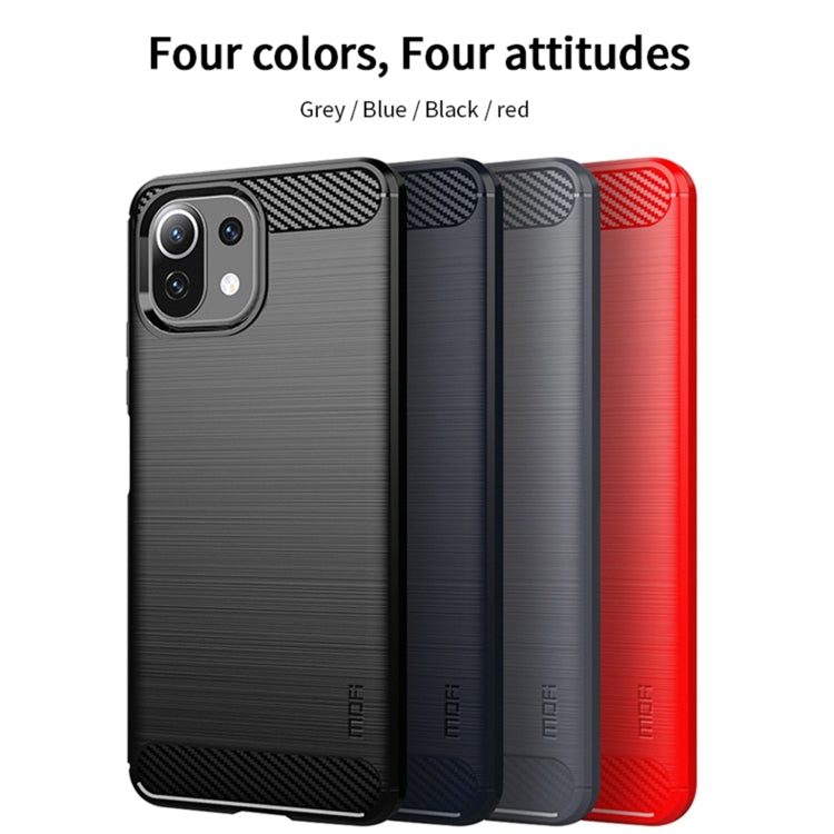 For Xiaomi Mi 11 Lite MOFI Gentleness Series Brushed Texture Carbon Fiber Soft TPU Case(Red) - Xiaomi Cases by MOFI | Online Shopping UK | buy2fix