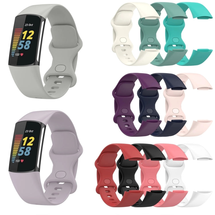 For Fitbit Charge 5 Monochromatic Silicone Watch Band, Size: Small Size(Pink) - Watch Bands by buy2fix | Online Shopping UK | buy2fix