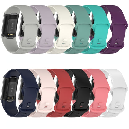 For Fitbit Charge 5 Monochromatic Silicone Watch Band, Size: Small Size(Pink) - Watch Bands by buy2fix | Online Shopping UK | buy2fix