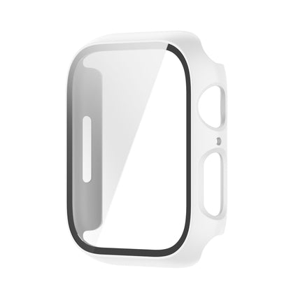 Shockproof PC Protective Case with Tempered Glass Film For Apple Watch Series 9 / 8 / 7 41mm(white) - Watch Cases by buy2fix | Online Shopping UK | buy2fix