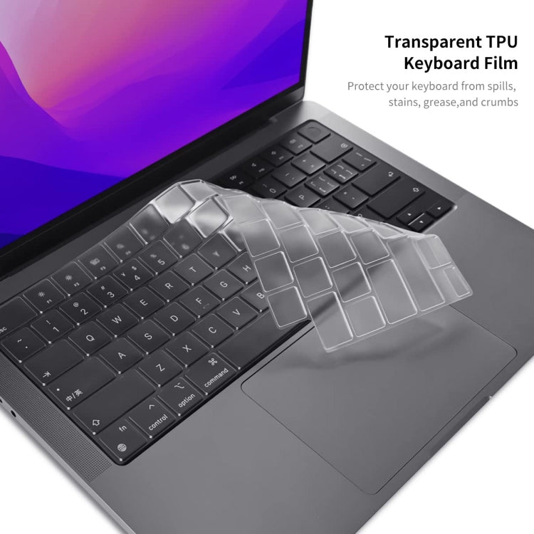 ENKAY Hat-Prince 3 in 1 Matte Laptop Protective Case + TPU Keyboard Film + Anti-dust Plugs Set for MacBook Pro 14.2 inch A2442 2021/A2779 2023, Version:US Version(Purple) - MacBook Pro Cases by ENKAY | Online Shopping UK | buy2fix