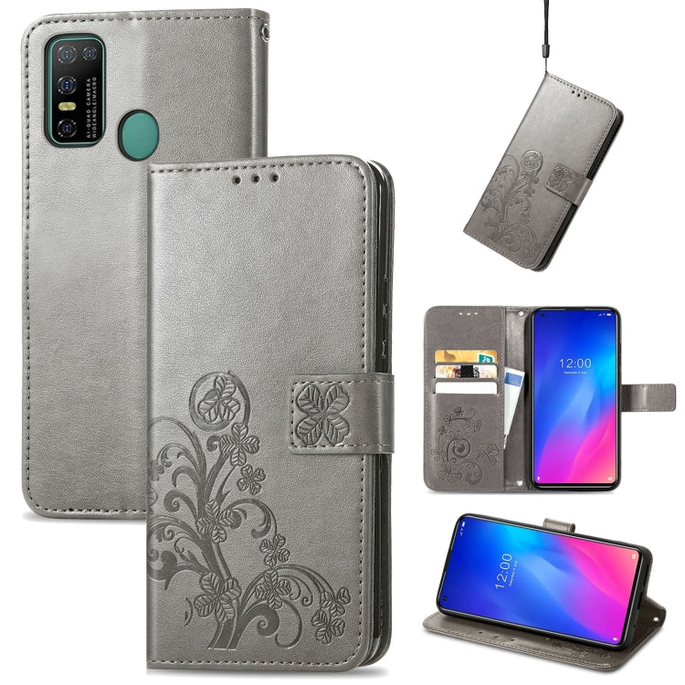 For Doogee N30 Four-leaf Clasp Embossed Buckle Mobile Phone Protection Leather Case(Grey) - More Brand by buy2fix | Online Shopping UK | buy2fix