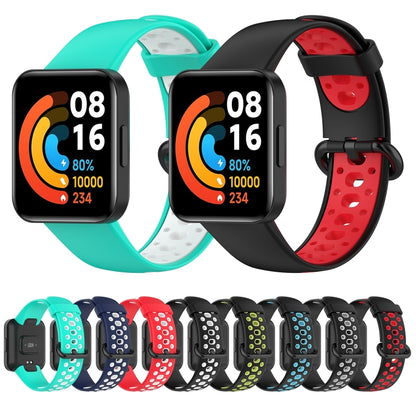 For Xiaomi Redmi Watch 2 Lite Two-Color Mixed Silicone Watch Band(Black+Blue) - Watch Bands by buy2fix | Online Shopping UK | buy2fix