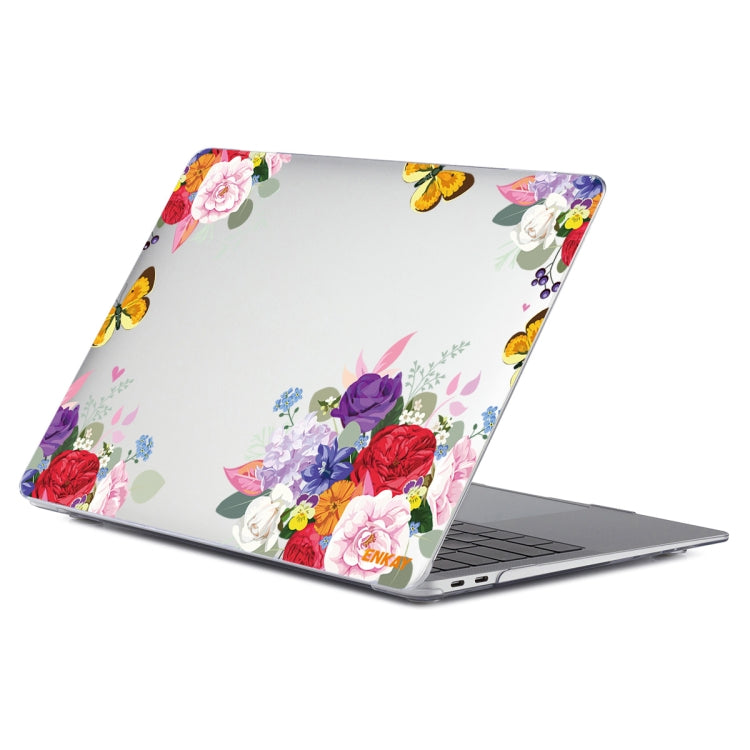 ENKAY Flower Series Pattern Laotop Protective Crystal Case For MacBook Air 13.3 inch A1932 / A2179 / A2337(Rose) - MacBook Air Cases by ENKAY | Online Shopping UK | buy2fix