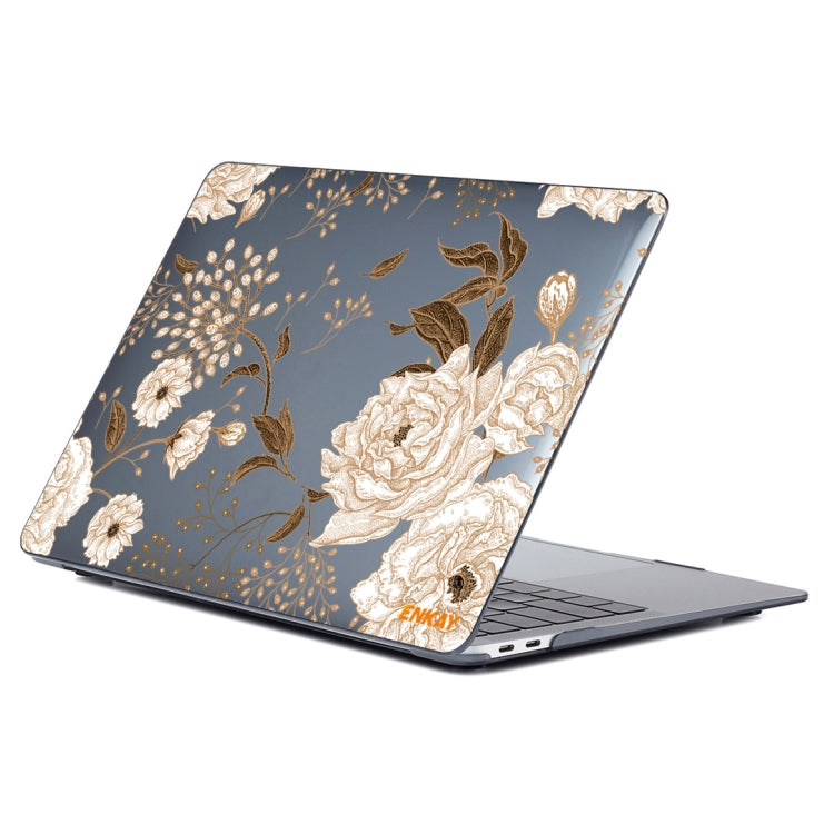 ENKAY Vintage Pattern Series Laotop Protective Crystal Case For MacBook Pro 14.2 inch A2442 (2021)(Golden Peony) - MacBook Pro Cases by ENKAY | Online Shopping UK | buy2fix