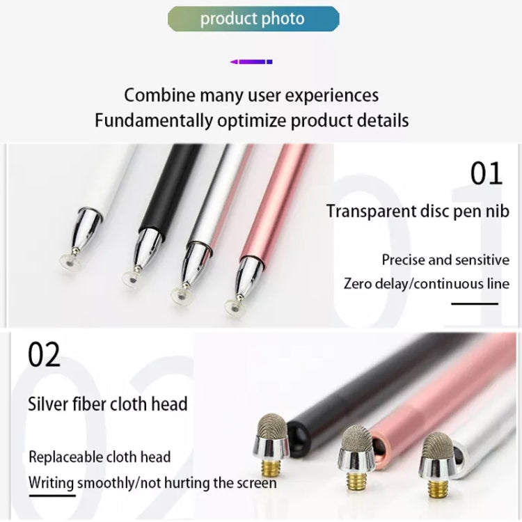 AT-32 3-in-1 Precision Sucker Capacitive Pen + Conductive Cloth Head + Handwriting Signature Pen Mobile Phone Touch Screen Pen with 2 Pen Head(Silver) - Stylus Pen by buy2fix | Online Shopping UK | buy2fix