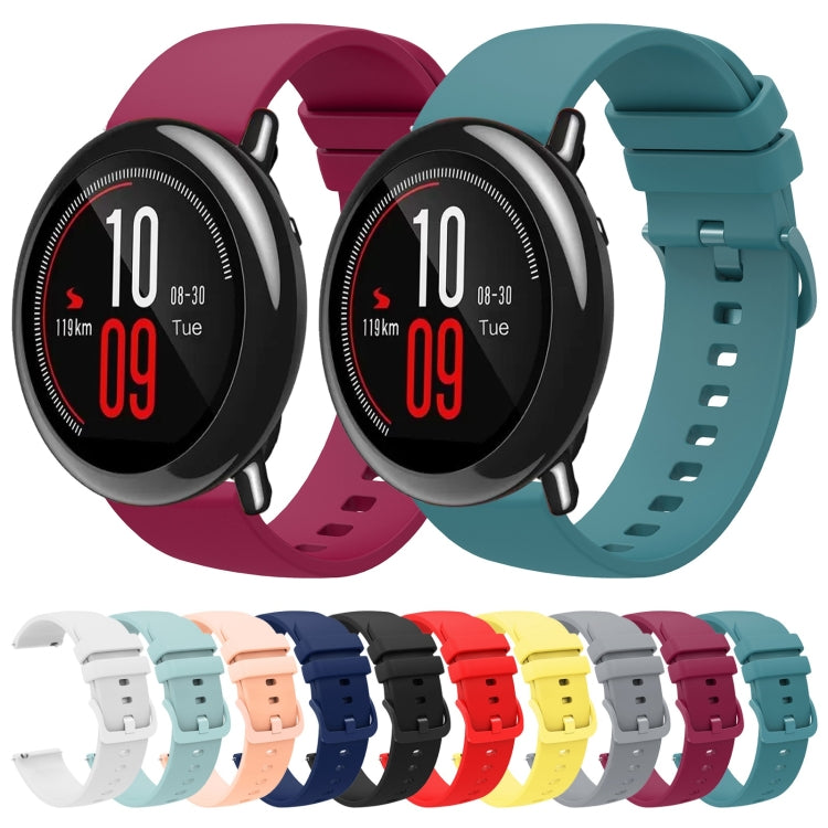For Amazfit Pace 22mm Solid Color Soft Silicone Watch Band(Wine Red) - Watch Bands by buy2fix | Online Shopping UK | buy2fix