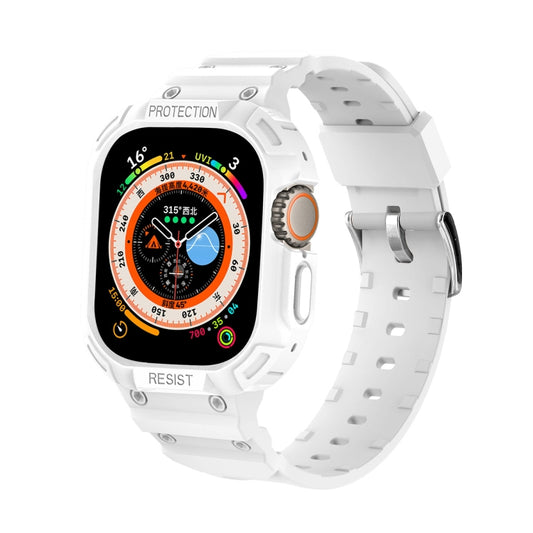 For Apple Watch Ultra 49mm JUNSUNMAY Integrated TPU Case Adjustable Elastic Watch Band(White) - Watch Bands by JUNSUNMAY | Online Shopping UK | buy2fix