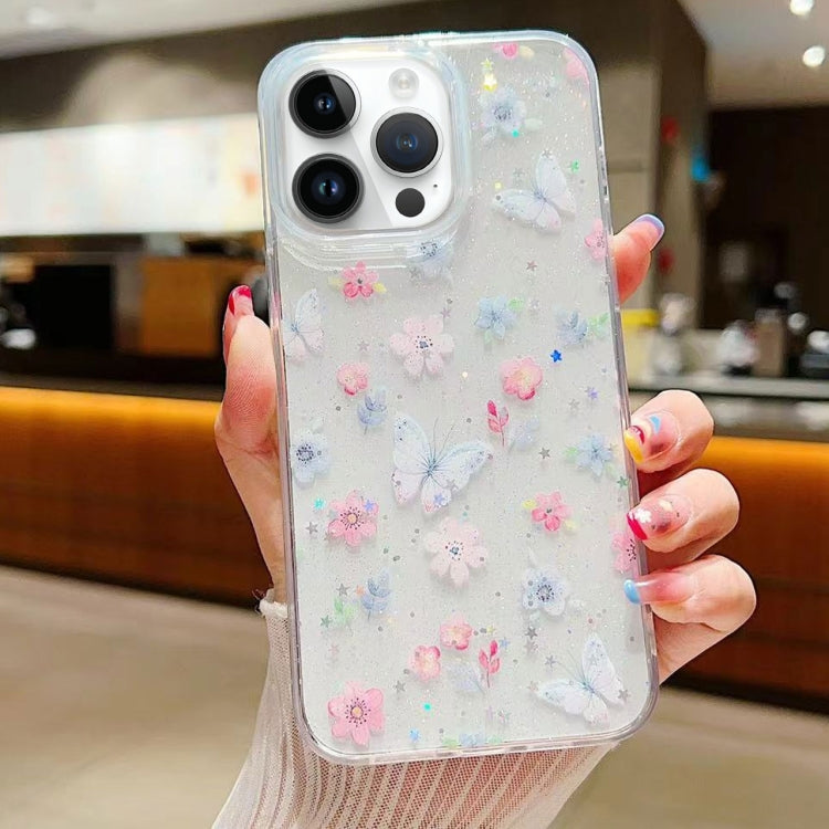 For iPhone 16 Pro Fresh Small Floral Epoxy TPU Phone Case(D06 Love of Butterfly) - iPhone 16 Pro Cases by buy2fix | Online Shopping UK | buy2fix