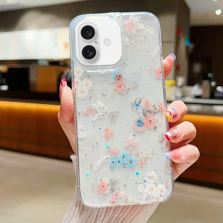 For iPhone 16 Plus Fresh Small Floral Epoxy TPU Phone Case(D01 Beautiful Bouquet) - iPhone 16 Plus Cases by buy2fix | Online Shopping UK | buy2fix