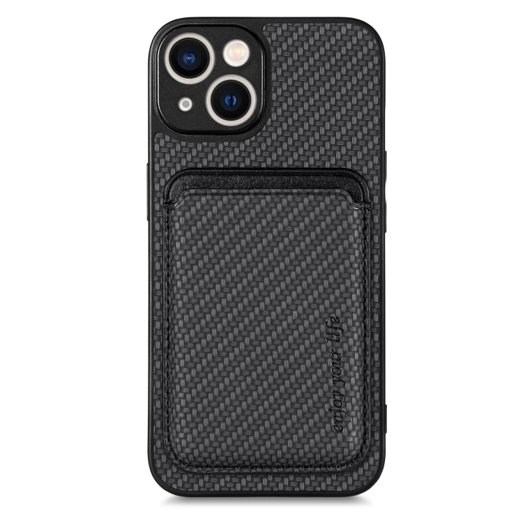 For iPhone 14 Pro Carbon Fiber Leather Card Magsafe Magnetic Phone Case(Black) - iPhone 14 Pro Cases by buy2fix | Online Shopping UK | buy2fix