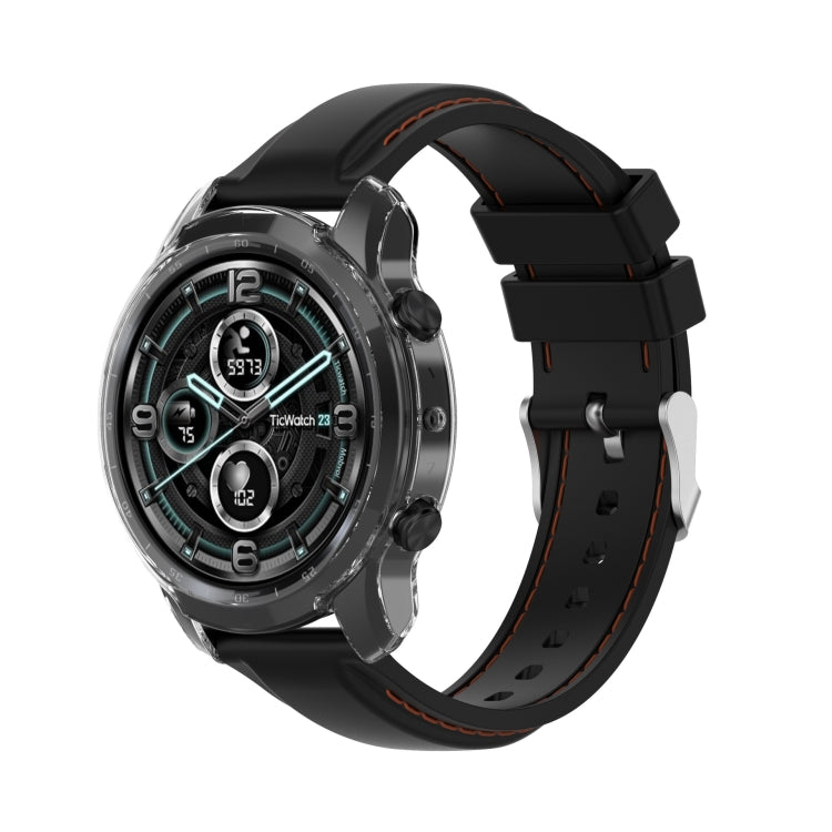 For Ticwatch Pro 3 GPS TPU Color Transparent Half Wrapped Protective Shell(Transparent Black) - Watch Case by buy2fix | Online Shopping UK | buy2fix