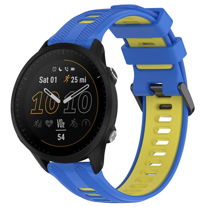 For Garmin Forerunner 955 Sports Two-Color Silicone Watch Band(Blue+Yellow) - Watch Bands by buy2fix | Online Shopping UK | buy2fix