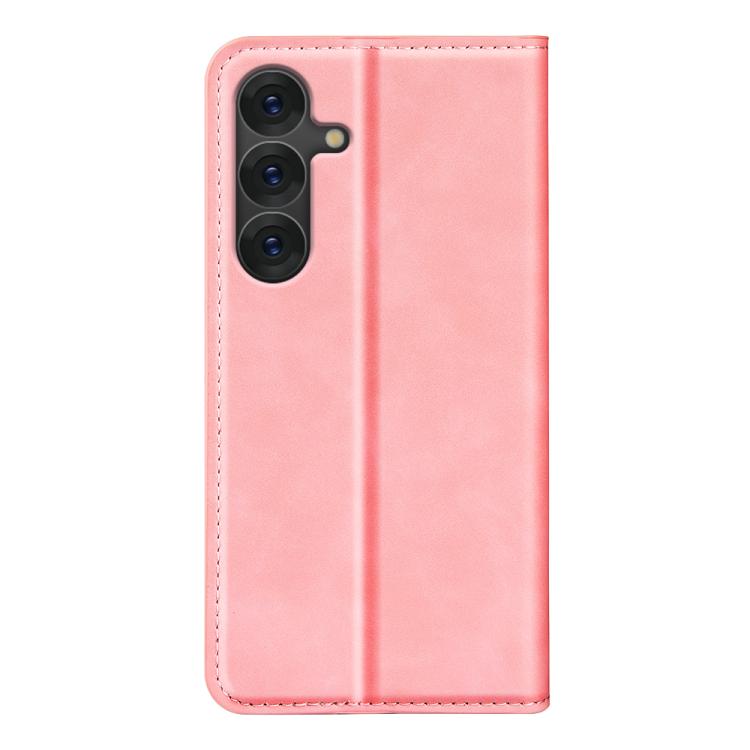 For Samsung Galaxy S25 5G Retro-skin Magnetic Suction Leather Phone Case(Pink) - Galaxy S25 5G Cases by buy2fix | Online Shopping UK | buy2fix