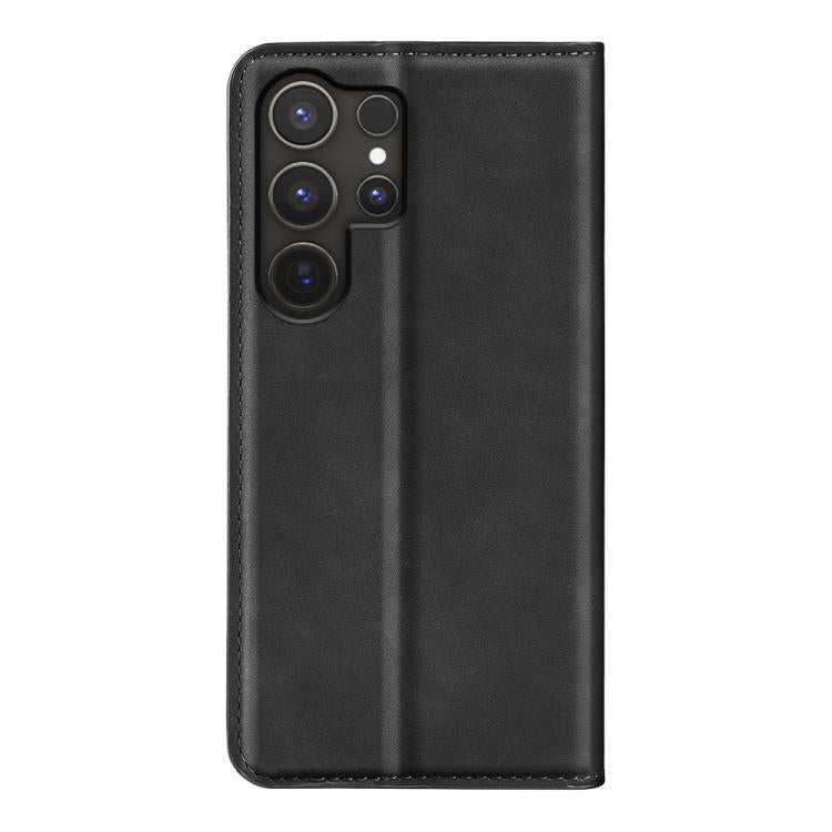 or Samsung Galaxy S25 Ultra 5G Retro-skin Magnetic Suction Leather Phone Case(Black) - Galaxy S25 Ultra 5G Cases by buy2fix | Online Shopping UK | buy2fix