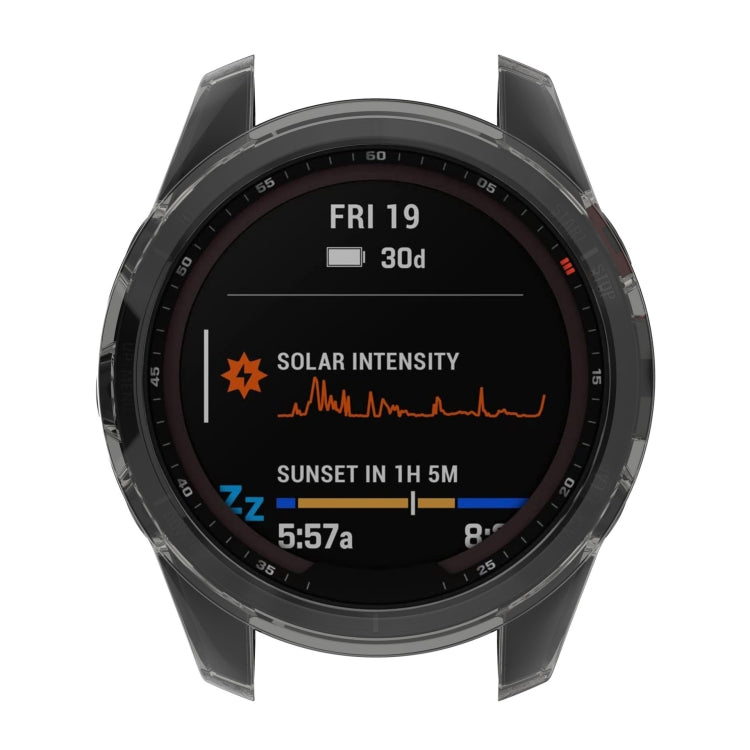 For Garmin Fenix 7X Pro Half-Package TPU Watch Protective Case(Transparent Black) - Watch Cases by buy2fix | Online Shopping UK | buy2fix