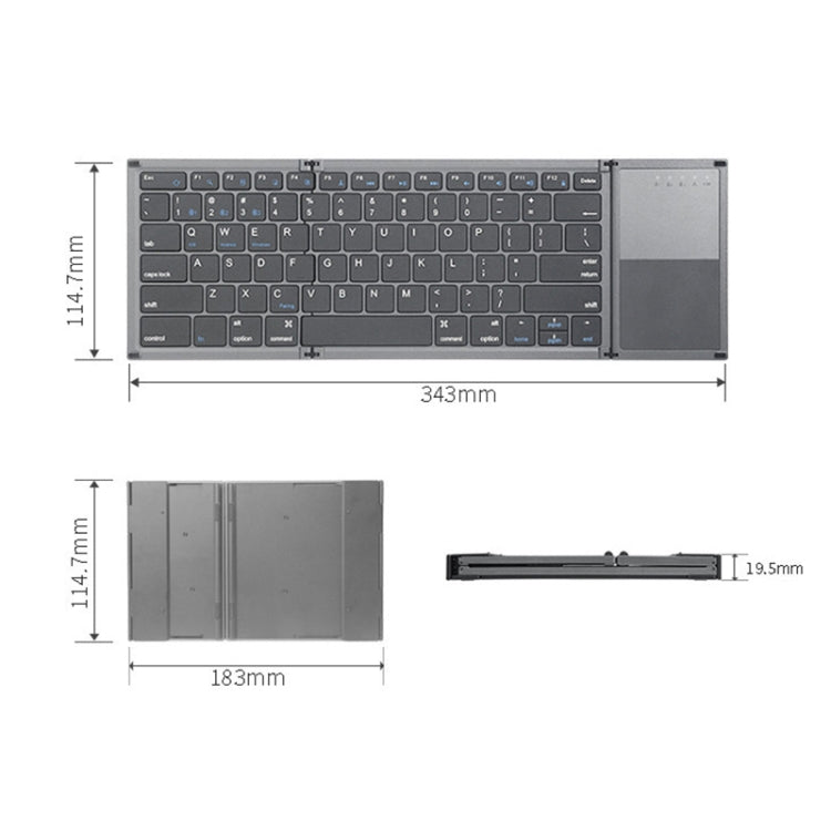 B066T Tri-fold Wireless Bluetooth Keyboard Compatible Multi-system Cell Phone Tablet Keyboard - Wireless Keyboard by buy2fix | Online Shopping UK | buy2fix