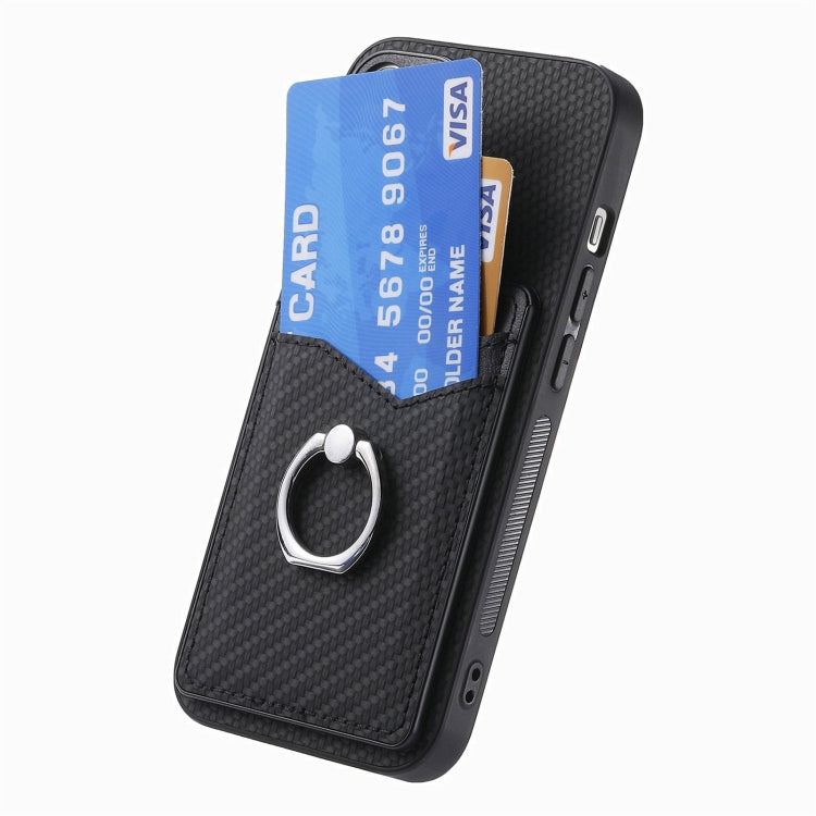 For Xiaomi Redmi Note 12 5G Carbon Fiber Card Wallet Ring Holder Phone Case(Black) - Xiaomi Cases by buy2fix | Online Shopping UK | buy2fix