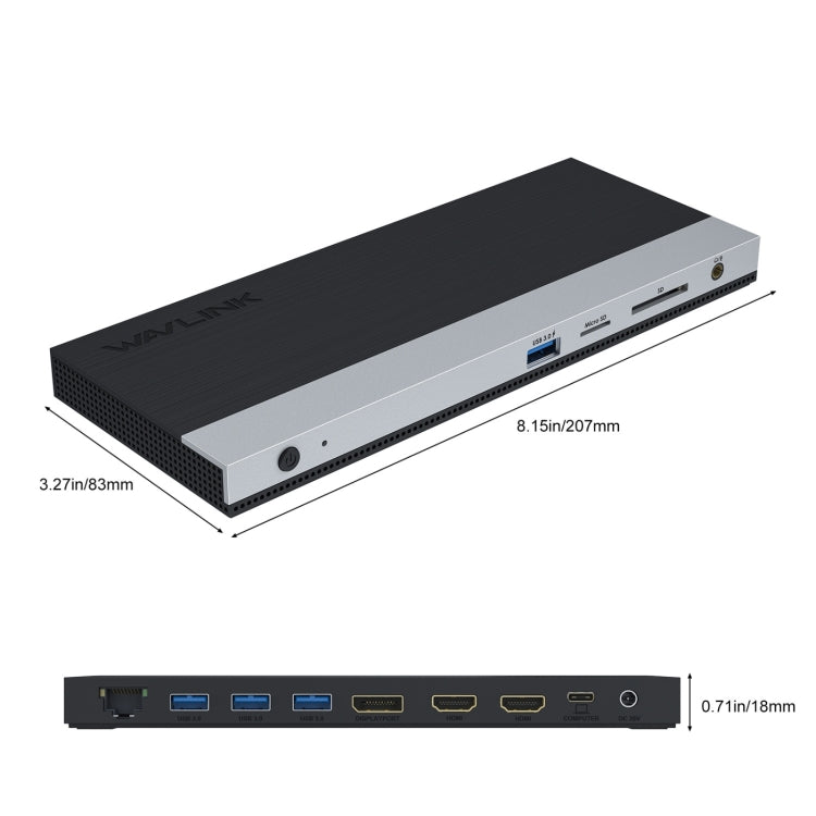 Wavlink UMD05 Display Port HDMI Port RJ45 Ethernet Triple Display MST Laptop Docking Station, Plug:EU Plug -  by WAVLINK | Online Shopping UK | buy2fix