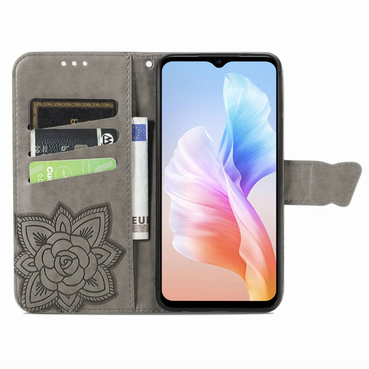 For DOOGEE X98 Pro / X98 Butterfly Love Flower Embossed Leather Phone Case(Grey) - Doogee Cases by buy2fix | Online Shopping UK | buy2fix