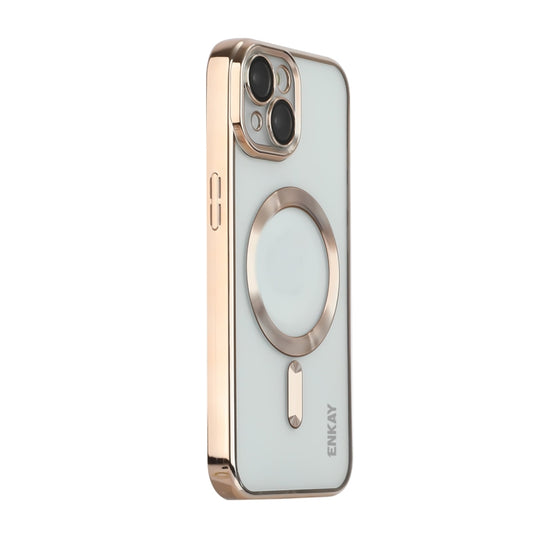 For iPhone 15 ENKAY Hat-Prince Magsafe Electroplated TPU Clear Shockproof Phone Case(Golden) - iPhone 15 Cases by ENKAY | Online Shopping UK | buy2fix