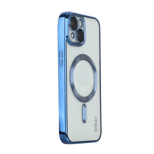 For iPhone 15 Plus ENKAY Hat-Prince Magsafe Electroplated TPU Clear Shockproof Phone Case(Dark Blue) - iPhone 15 Plus Cases by ENKAY | Online Shopping UK | buy2fix