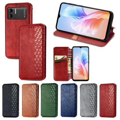 For DOOGEE X98 Pro / X98 Cubic Grid Pressed Magnetic Leather Phone Case(Bule) - Doogee Cases by buy2fix | Online Shopping UK | buy2fix