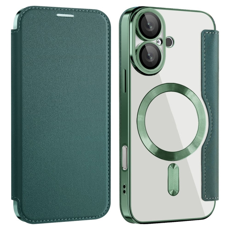 For iPhone 16 Plus Shield MagSafe RFID Anti-theft Leather Phone Case(Green) - iPhone 16 Plus Cases by buy2fix | Online Shopping UK | buy2fix