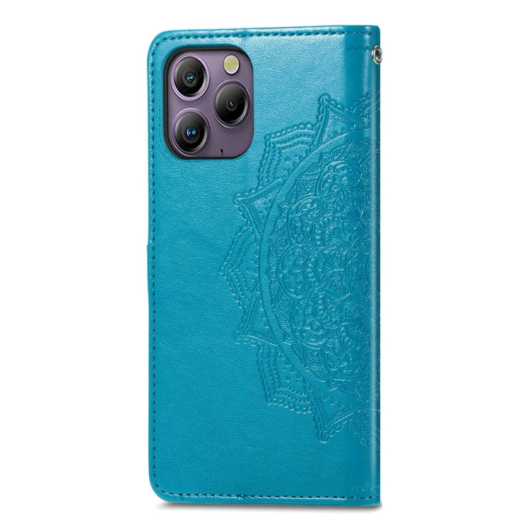 For Blackview A96 Mandala Flower Embossed Leather Phone Case(Blue) - More Brand by buy2fix | Online Shopping UK | buy2fix