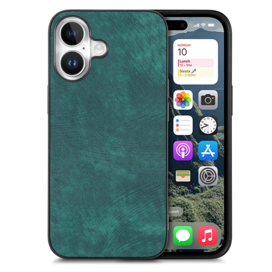 For iPhone 16 Vintage Leather PC Back Cover Phone Case(Green) - iPhone 16 Cases by buy2fix | Online Shopping UK | buy2fix